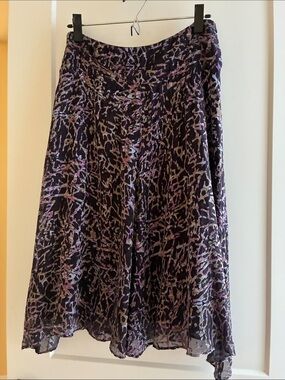 Anne Klein Purple and Black Abstract Midi Skirt, size 6P